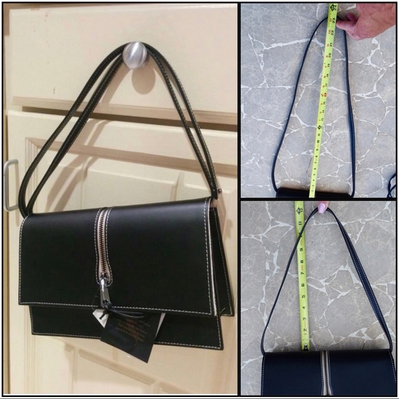 🆕VITTORIA NAPOLI Black Leather Crossbody Satchel - Picture 4 of 8